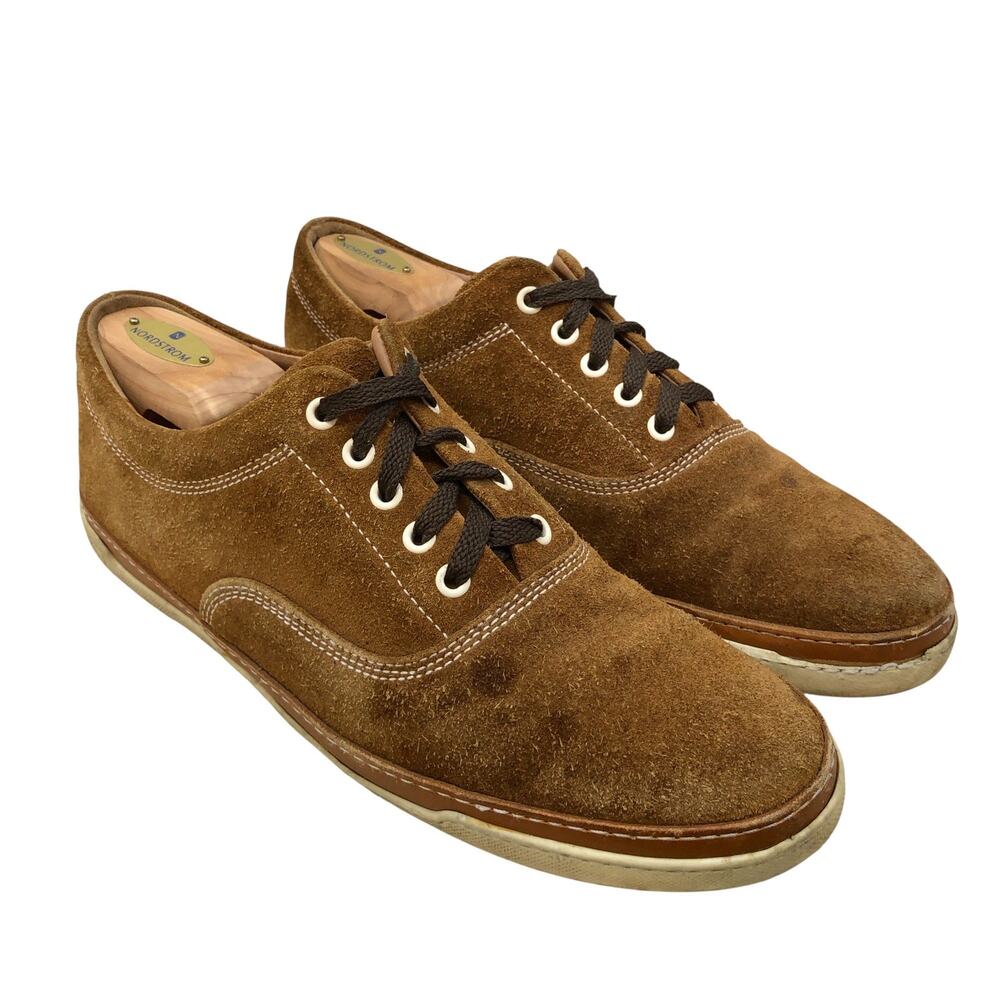 Allen Edmonds Shoes Mens 10 D Brown Suede Lace Up Casual Sneakers Comfort Sole